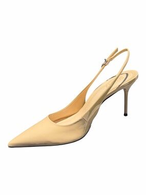Schutz Paola Slingback Pumps Nude Patent Leather Pointed Toe Heels 10 NIB